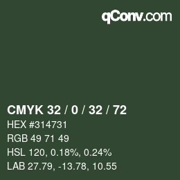 Color code: CMYK 32 / 0 / 32 / 72 | qconv.com