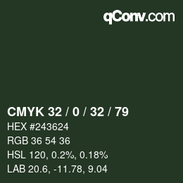 カラーコード: CMYK 32 / 0 / 32 / 79 | qconv.com