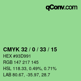 Color code: CMYK 32 / 0 / 33 / 15 | qconv.com