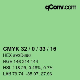 Color code: CMYK 32 / 0 / 33 / 16 | qconv.com