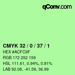 カラーコード: CMYK 32 / 0 / 37 / 1 | qconv.com