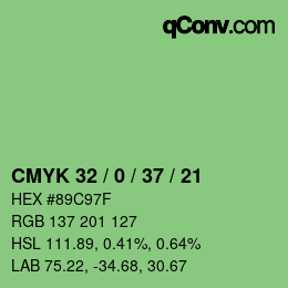 Color code: CMYK 32 / 0 / 37 / 21 | qconv.com