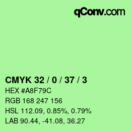 カラーコード: CMYK 32 / 0 / 37 / 3 | qconv.com