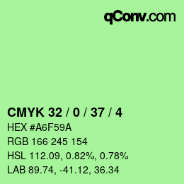 Color code: CMYK 32 / 0 / 37 / 4 | qconv.com