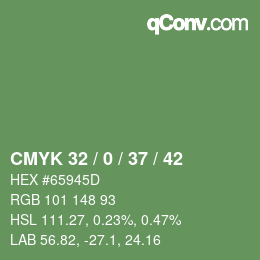 カラーコード: CMYK 32 / 0 / 37 / 42 | qconv.com
