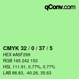 カラーコード: CMYK 32 / 0 / 37 / 5 | qconv.com