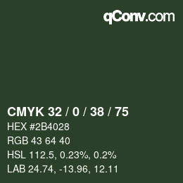 Color code: CMYK 32 / 0 / 38 / 75 | qconv.com