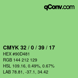 Color code: CMYK 32 / 0 / 39 / 17 | qconv.com
