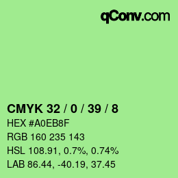 Color code: CMYK 32 / 0 / 39 / 8 | qconv.com