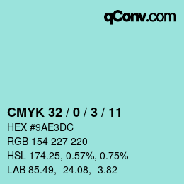 Color code: CMYK 32 / 0 / 3 / 11 | qconv.com