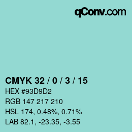 Color code: CMYK 32 / 0 / 3 / 15 | qconv.com