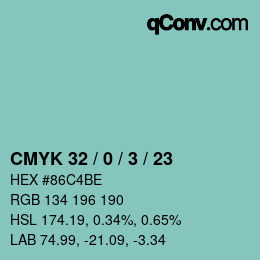 Color code: CMYK 32 / 0 / 3 / 23 | qconv.com