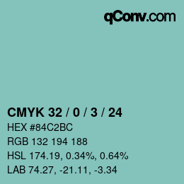 Farbcode: CMYK 32 / 0 / 3 / 24 | qconv.com