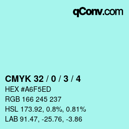 Color code: CMYK 32 / 0 / 3 / 4 | qconv.com