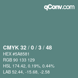 Color code: CMYK 32 / 0 / 3 / 48 | qconv.com