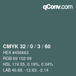 颜色代码: CMYK 32 / 0 / 3 / 60 | qconv.com