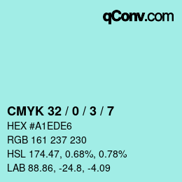 カラーコード: CMYK 32 / 0 / 3 / 7 | qconv.com
