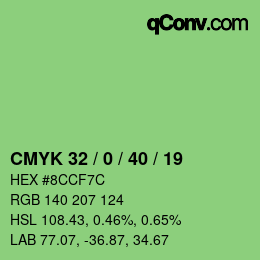 Color code: CMYK 32 / 0 / 40 / 19 | qconv.com
