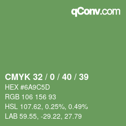 カラーコード: CMYK 32 / 0 / 40 / 39 | qconv.com