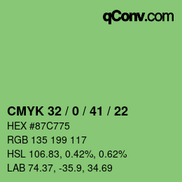Código de color: CMYK 32 / 0 / 41 / 22 | qconv.com