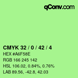 颜色代码: CMYK 32 / 0 / 42 / 4 | qconv.com