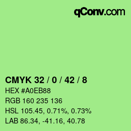 颜色代码: CMYK 32 / 0 / 42 / 8 | qconv.com