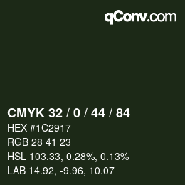 颜色代码: CMYK 32 / 0 / 44 / 84 | qconv.com