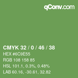 Farbcode: CMYK 32 / 0 / 46 / 38 | qconv.com
