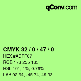 Color code: CMYK 32 / 0 / 47 / 0 | qconv.com