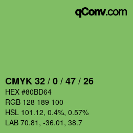 Color code: CMYK 32 / 0 / 47 / 26 | qconv.com