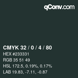 颜色代码: CMYK 32 / 0 / 4 / 80 | qconv.com