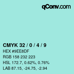 Color code: CMYK 32 / 0 / 4 / 9 | qconv.com