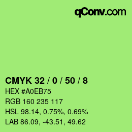 Color code: CMYK 32 / 0 / 50 / 8 | qconv.com