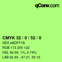 Color code: CMYK 32 / 0 / 52 / 0 | qconv.com