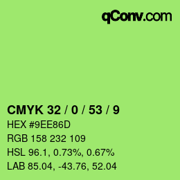 カラーコード: CMYK 32 / 0 / 53 / 9 | qconv.com