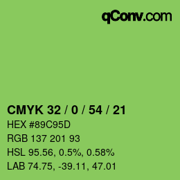 Color code: CMYK 32 / 0 / 54 / 21 | qconv.com