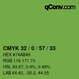 カラーコード: CMYK 32 / 0 / 57 / 33 | qconv.com