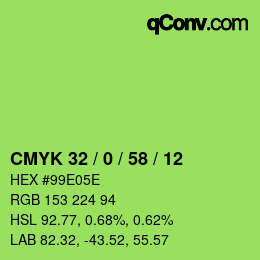 カラーコード: CMYK 32 / 0 / 58 / 12 | qconv.com