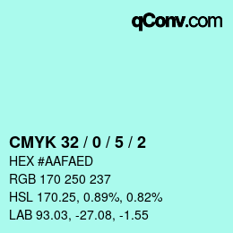 カラーコード: CMYK 32 / 0 / 5 / 2 | qconv.com