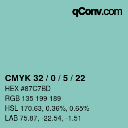 Color code: CMYK 32 / 0 / 5 / 22 | qconv.com