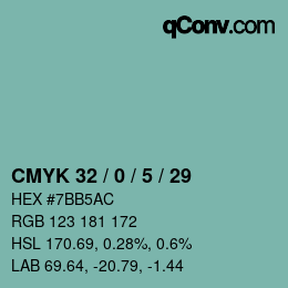 Color code: CMYK 32 / 0 / 5 / 29 | qconv.com