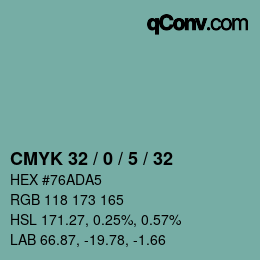 カラーコード: CMYK 32 / 0 / 5 / 32 | qconv.com
