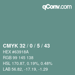 Color code: CMYK 32 / 0 / 5 / 43 | qconv.com