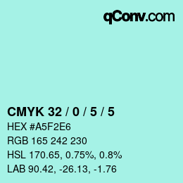 颜色代码: CMYK 32 / 0 / 5 / 5 | qconv.com