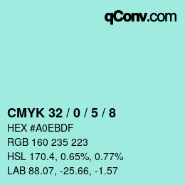 カラーコード: CMYK 32 / 0 / 5 / 8 | qconv.com