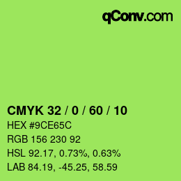 カラーコード: CMYK 32 / 0 / 60 / 10 | qconv.com