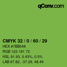 カラーコード: CMYK 32 / 0 / 60 / 29 | qconv.com