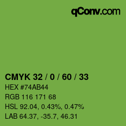 Color code: CMYK 32 / 0 / 60 / 33 | qconv.com
