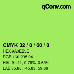 Color code: CMYK 32 / 0 / 60 / 8 | qconv.com