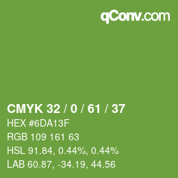 カラーコード: CMYK 32 / 0 / 61 / 37 | qconv.com